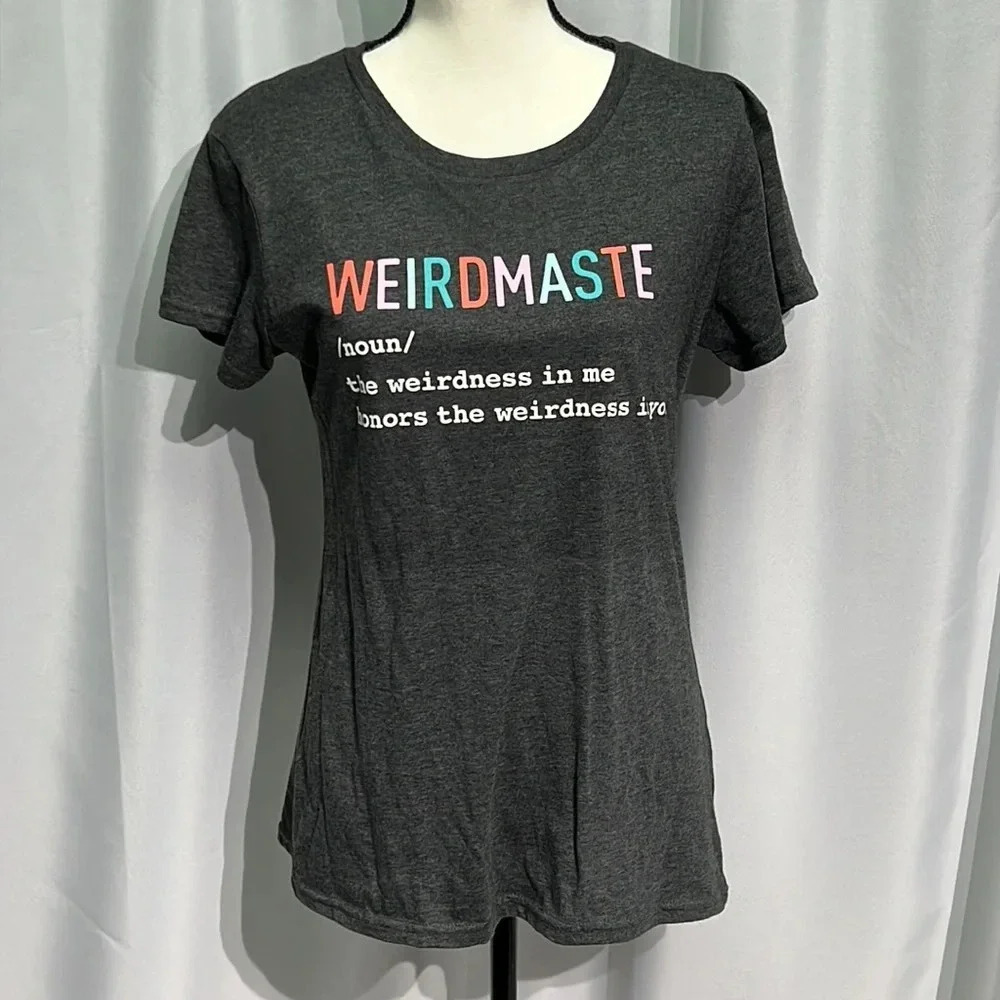 Instant Message Weirdmaste Heather Gray/Charcoal Graphic T-shirt - size Medium